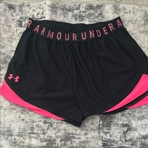 Under Armour Black and Pink Athletic Shorts Lightweight Design